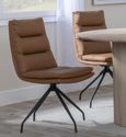 Bern Fluted Black 4 Seater Round Dining Set - 4 Diego Brown Leather Swivel Dining Chair