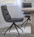 Bern Fluted Black 4 Seater Round Dining Set - 4 Diego Grey Leather Swivel Dining Chair