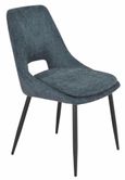 Bern Fluted Black 4 Seater Round Dining Set - 4 Peyton Blue Fabric Dining Chair