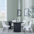 Bern Fluted Black 4 Seater Round Dining Set - 4 Peyton Cream Fabric Dining Chair