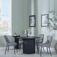 Bern Fluted Black 4 Seater Round Dining Set - 4 Peyton Grey Fabric Dining Chair