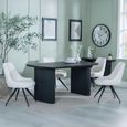 Bern Fluted Black Dining Set - Arctic Cream Velvet Fabric Swivel Dining Chair