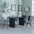 Bern Fluted Black Dining Set - Arctic Grey Velvet Fabric Swivel Dining Chair