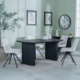 Bern Fluted Dining Set - 6 Seater - 160cm - Black - Boden Swivel Dining Chairs - Cream Fabric
