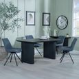 Bern Fluted Dining Set - 6 Seater - 160cm - Black - Boden Swivel Dining Chairs - Dark Grey Fabric