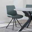 Bern Fluted Dining Set - 6 Seater - 160cm - Black - Boden Swivel Dining Chairs - Green Fabric
