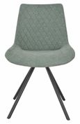 Bern Fluted Dining Set - 6 Seater - 160cm - Black - Boden Swivel Dining Chairs - Green Fabric
