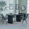 Bern Fluted Dining Set - 6 Seater - 160cm - Black - Boden Swivel Dining Chairs - Grey Fabric