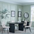 Bern Fluted Black Dining Set - Corona Beige Fabric Chairs