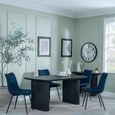 Bern Fluted Black Dining Set - Corona Blue Fabric Chairs