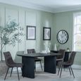 Bern Fluted Black Dining Set - Corona Grey Fabric Chairs