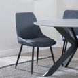 Bern Fluted Dining Set - 6 Seater - 160cm - Black - Darwin Dining Chairs - Dark Grey Fabric