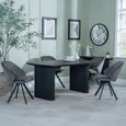 Bern Fluted Dining Set - 6 Seater - 160cm - Black - Ion Swivel Dining Chairs - Dark Grey Velvet Fabric
