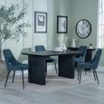 Bern Fluted Dining Set - 6 Seater - 160cm - Black - Peyton Dining Chairs - Blue Fabric