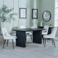 Bern Fluted Dining Set - 6 Seater - 160cm - Black - Peyton Dining Chairs - Cream Fabric