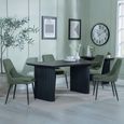 Bern Fluted Dining Set - 6 Seater - 160cm - Black - Peyton Dining Chairs - Green Fabric