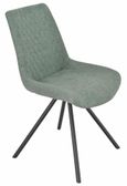 Bern Fluted Oak Effect 4 Seater Round Dining Set - 4 Boden Green Fabric Swivel Dining Chair