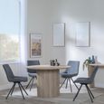 Bern Fluted Oak Effect 4 Seater Round Dining Set - 4 Boden Grey Fabric Swivel Dining Chair