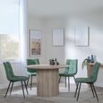Bern Fluted Oak Effect 4 Seater Round Dining Set - 4 Corona Green Fabric Chairs