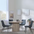 Bern Fluted Oak Effect 4 Seater Round Dining Set - 4 Corona Light Grey Fabric Chairs