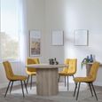 Bern Fluted Oak Effect 4 Seater Round Dining Set - 4 Corona Yellow Fabric Chairs