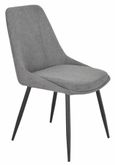 Bern Fluted Oak Effect 4 Seater Round Dining Set - 4 Darwin Grey Fabric Dining Chair