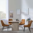 Bern Fluted Oak Effect 4 Seater Round Dining Set - 4 Darwin Orange Fabric Dining Chair