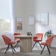 Bern Fluted Oak Effect 4 Seater Round Dining Set - 4 Ion Orange Velvet Fabric Swivel Dining Chair