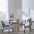 Bern Fluted Oak Effect 4 Seater Round Dining Set - 4 Peyton Grey Fabric Dining Chair