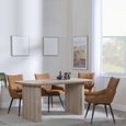 Bern Fluted Oak Effect Dining Set - Ace Orange Fabric Swivel Dining Chair