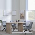 Bern Fluted Oak Effect Dining Set - Arctic Grey Velvet Fabric Swivel Dining Chair