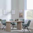 Bern Fluted Oak Effect Dining Set - Boden Green Fabric Swivel Dining Chair
