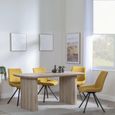 Bern Fluted Oak Effect Dining Set - Boden Yellow Fabric Swivel Dining Chair