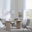 Bern Fluted Dining Set - 6 Seater - 160cm - Oak - Diego Swivel Dining Chairs - Beige Leather