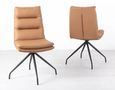 Bern Fluted Dining Set - 6 Seater - 160cm - Oak - Diego Swivel Dining Chairs - Brown Leather