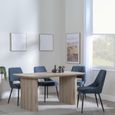 Bern Fluted Dining Set - 6 Seater - 160cm - Oak - Peyton Dining Chairs - Blue Fabric