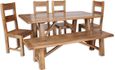 Bombay Solid Mango Wood 6 Seater Dining Set with 4 Wooden Chairs and Bench