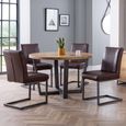 Brooklyn Dining Set - 4 Seater - 120cm - Round - 4 Brown Leather Chairs - Oak