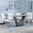 Camilla Grey Ceramic 4 Seater Dining Set - 4 Corona Beige Fabric Dining Chair