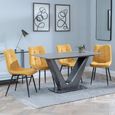 Camilla Grey Ceramic 4 Seater Dining Set - 4 Corona Yellow Fabric Dining Chair
