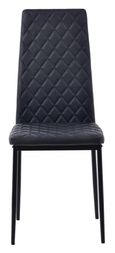 Camilla Grey Ceramic 4 Seater Dining Set - 4 Metro Black Leather Dining Chair with Black Legs