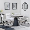 Carrara Grey Ceramic 4 Seater Round Extending Dining Set - 4 Boden Cream Fabric Swivel Dining Chair