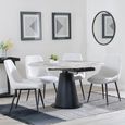 Carrara Grey Ceramic 4 Seater Round Extending Dining Set - 4 Darwin Cream Fabric Dining Chair