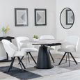Carrara Dining Set - 4 Seater - 135cm - Round - Grey Ceramic - Extending - 4x Ion Swivel Dining Chairs - Cream Boucle Fabric