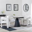 2 x Free Chairs - Carrara Dining Set - 4 Seater - 135cm - Round - Grey Ceramic - Extending - 2x Kiefer Dining Chairs - Cream Boucle Fabric