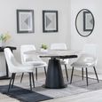 2 x Free Chairs - Carrara Dining Set - 4 Seater - 135cm - Round - Grey Ceramic - Extending - 2x Peyton Dining Chairs - Cream Fabric