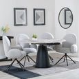 2 x Free Chairs - Carrara Dining Set - 4 Seater - 135cm - Round - Grey Ceramic - Extending - 2x Theo Swivel Dining Chairs - Grey Fabric