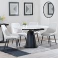 Carrara White Ceramic 4 Seater Round Extending Dining Set - 4 Darwin Cream Fabric Dining Chair