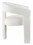 Carrara White Ceramic 4 Seater Round Extending Dining Set - 4 Kiefer Cream Boucle Fabric Dining Chair