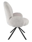 Carrara White Ceramic 4 Seater Round Extending Dining Set - 4 Theo Grey Fabric Swivel Dining Chair